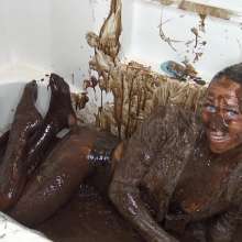 Jayce: Jayce Trashes White Dress in Bath of Chocolate+Toy Research