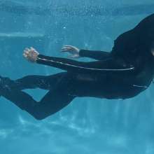 WetlookFashion: Lexie Swims in a PU Leather Jumpsuit