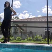 WetlookFashion: Natalie Swims in Maroon Pants and Sleeveless Shirt