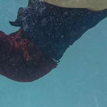 WetlookFashion: Natalie Swims in Maroon Pants and Sleeveless Shirt