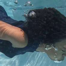 WetlookFashion: Natalie Swims in Maroon Pants and Sleeveless Shirt