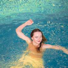 Wet Live Team: Perfect Wetlook in Pool. Model All Wet to the Skin