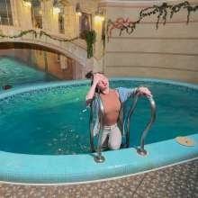 Wet Live Team: Perfect Wetlook in Pool. Model All Wet to the Skin