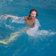 Wet Live Team: Perfect Wetlook in Pool. Model All Wet to the Skin