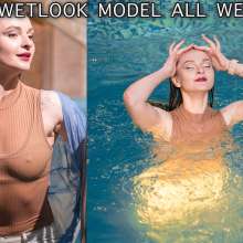 Wet Live Team: Perfect Wetlook in Pool. Model All Wet to the Skin