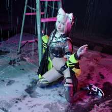 RSSRuinStreetStyle: Cyberpunk Cat Girl Plays Clean Slime and Gets Fully Soaked In Rain Shower
