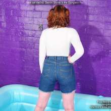 DungeonMasterOne: Miss Abigail takes a fully-clothed dungeon pool bath in jeans shorts
