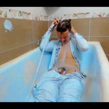 MessyGuys: Blonde Model Ralph Takes a Creamy Slime Bath in a Tuxedo