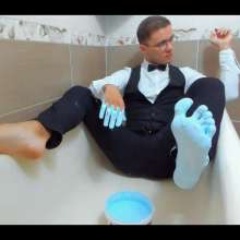 MessyGuys: Blonde Model Ralph Takes a Creamy Slime Bath in a Tuxedo
