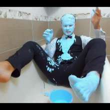 MessyGuys: Blonde Model Ralph Takes a Creamy Slime Bath in a Tuxedo