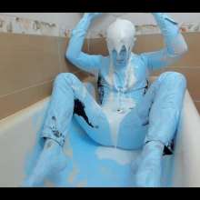 MessyGuys: Blonde Model Ralph Takes a Creamy Slime Bath in a Tuxedo