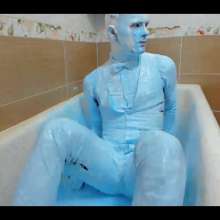 MessyGuys: Blonde Model Ralph Takes a Creamy Slime Bath in a Tuxedo