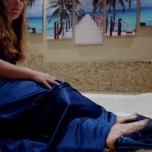 WildThang: Blue Satin Gown in Shaving Cream and Shower