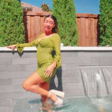 WetlookFashion: Diana Gets Wet in a Sexy Short Dress and Heels
