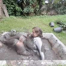 Darkabyss445: Formal Dress, and Socks Sensual Mud Play