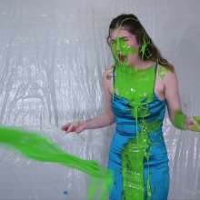 Miss Nicole: Margot Is Slime Blasted in a Blue Satin Dress (2024 Edit)