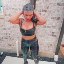 WetlookFashion: Maria Is Sporty, Wet and Shiny