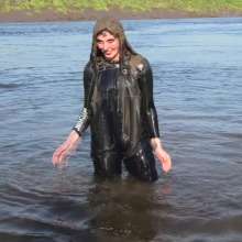 DungeonMasterOne: Maude in the Mud in Flexothane Dungarees!