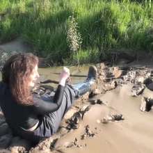 DungeonMasterOne: Maude in the Mud in Flexothane Dungarees!