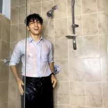 WETColours: Seba in the Shower Dressed