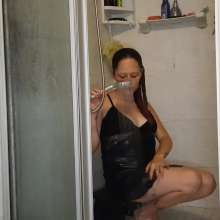 Thefetishgirl: Silk Lace Dress Getting All Wet