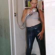 Thefetishgirl: Soaking Wet Jeans and White Tight Top