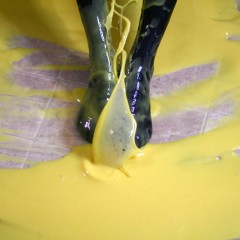 adamw: Jilly playing in custard with her feet