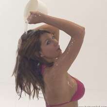 HotWamHD: Katya covers her Daisy Dukes and pink bikini in thick clear slime
