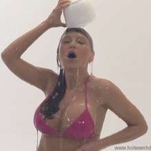 HotWamHD: Katya covers her Daisy Dukes and pink bikini in thick clear slime