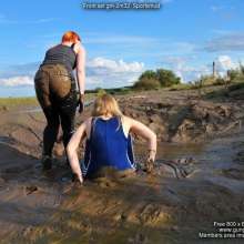 DungeonMasterOne: Mud!  Felicity and Rosemary throw themselves into the mud in sportswear!