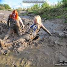 DungeonMasterOne: Mud!  Felicity and Rosemary throw themselves into the mud in sportswear!