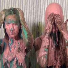 Anglefan.com: Super messy slime-first scene with two cute blondes!
