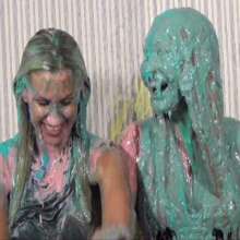 Anglefan.com: Super messy slime-first scene with two cute blondes!