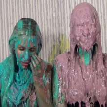 Anglefan.com: Super messy slime-first scene with two cute blondes!