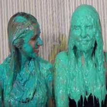 Anglefan.com: Super messy slime-first scene with two cute blondes!