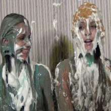 Anglefan.com: Super messy slime-first scene with two cute blondes!