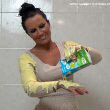 WSMProductions: Stunning brunette Kasia gets messy with custard--wsm