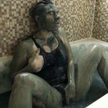 Stella: Stella takes a bath in slippery clear, grey, and black slime.