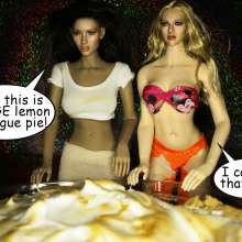 Bobographer: At last--Emi and Tina together in a giant pie
