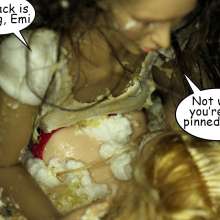 Bobographer: At last--Emi and Tina together in a giant pie