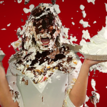 PieZone: Snobby Tracy Gets Her Just Desserts!  (Pie Sitting + Pantyhose Stuffing!)