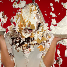 PieZone: Snobby Tracy Gets Her Just Desserts!  (Pie Sitting + Pantyhose Stuffing!)