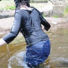 DungeonMasterOne: Langstonedale: Honeysuckle and Susie go swimming in long denim skirts!
