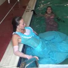 Jayce: new 3 Girls and 3 different Flashy Dresses in the Pool!  Pushed in!