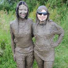 DungeonMasterOne: Felicity and Honeysuckle fully-dressed in the sloppy mud!