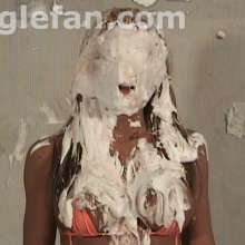 Anglefan: Natalie pied in an orange slingshot
