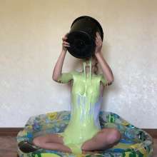 Top Messy Girls: Bucket of Slime White T-shirt