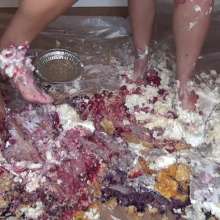 Jayce: happy feet friday!  messy, sweet, pies, cakes and feet nude W/ dixie!