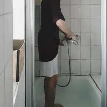 XXWetshortslover: Hot Teen Clothed Shower and Cum