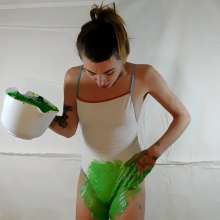 Kaydens: Kaydens'  Green Slime White Swimsuit Filling